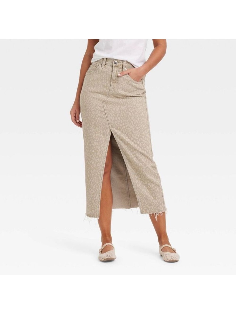 Universal Thread - Women's Denim Maxi Skirt - Universal Thread Light  Leopard